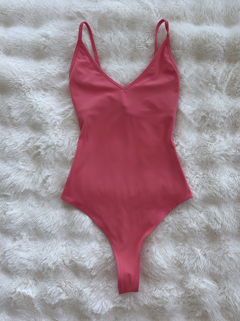 Solid Coral Pink V-Neck Bodysuit
